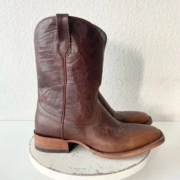 Classic Brown Leather Cowboy Boots - Picture 2 of 10